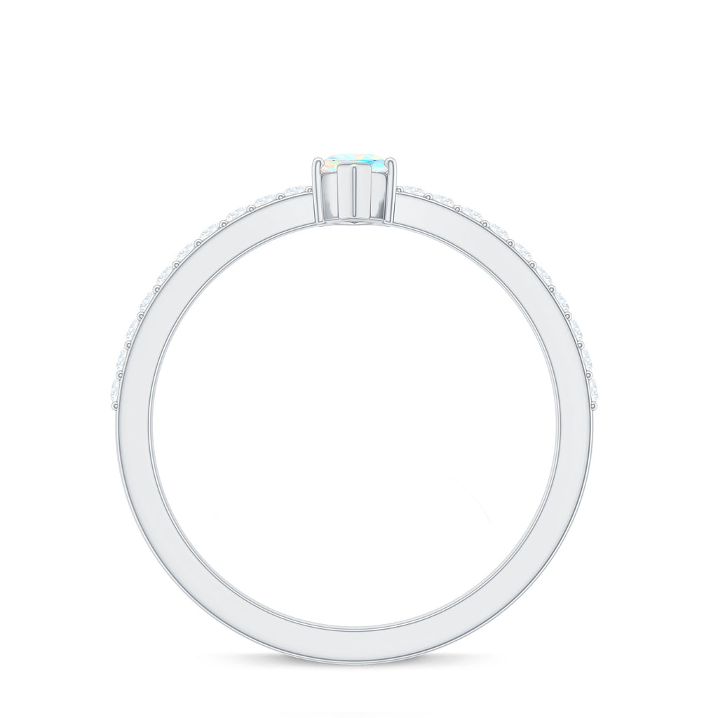 Certified Real Marquise Ethiopian Opal Promise Ring with Diamond