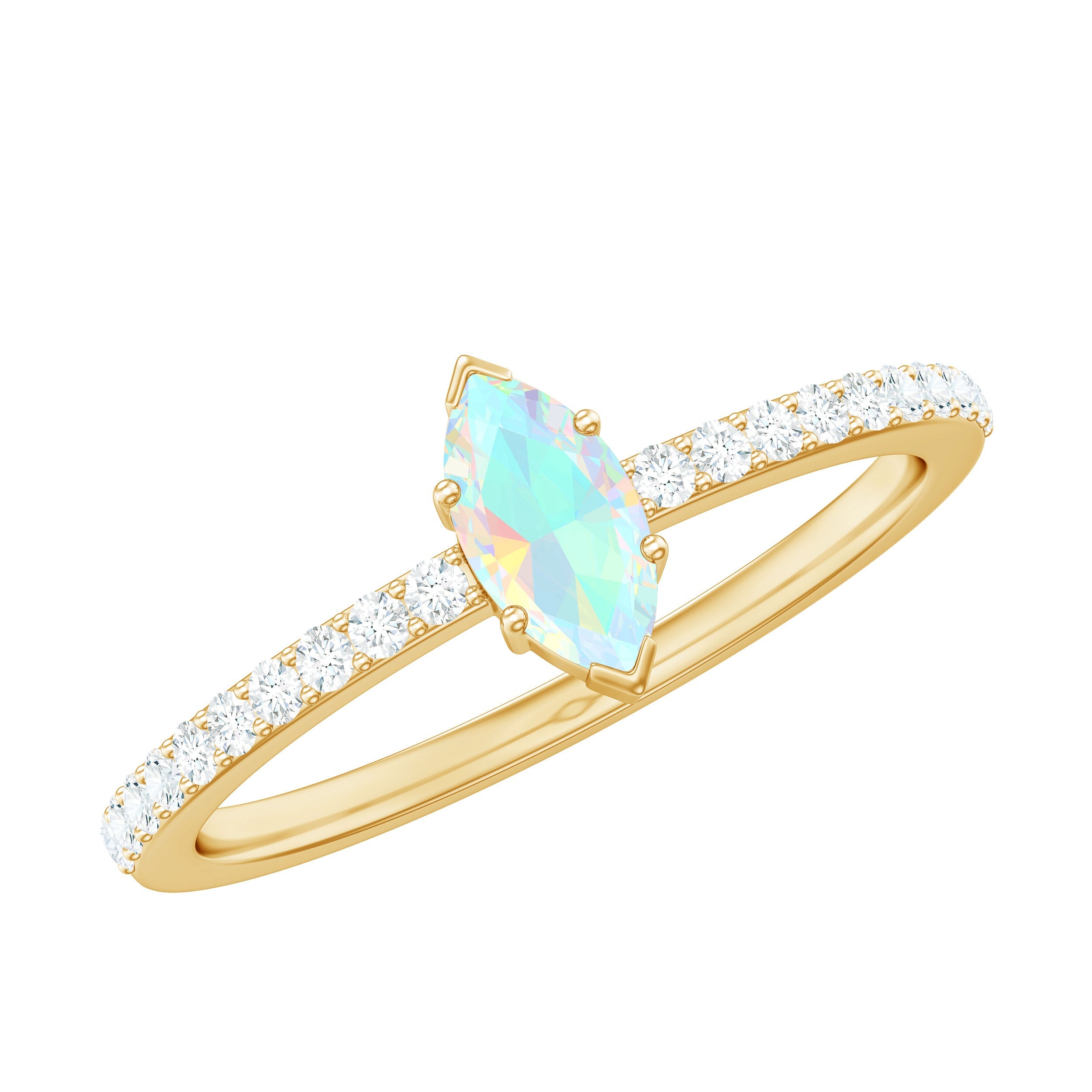 Certified Real Marquise Ethiopian Opal Promise Ring with Diamond | Rings | Wiccan Center