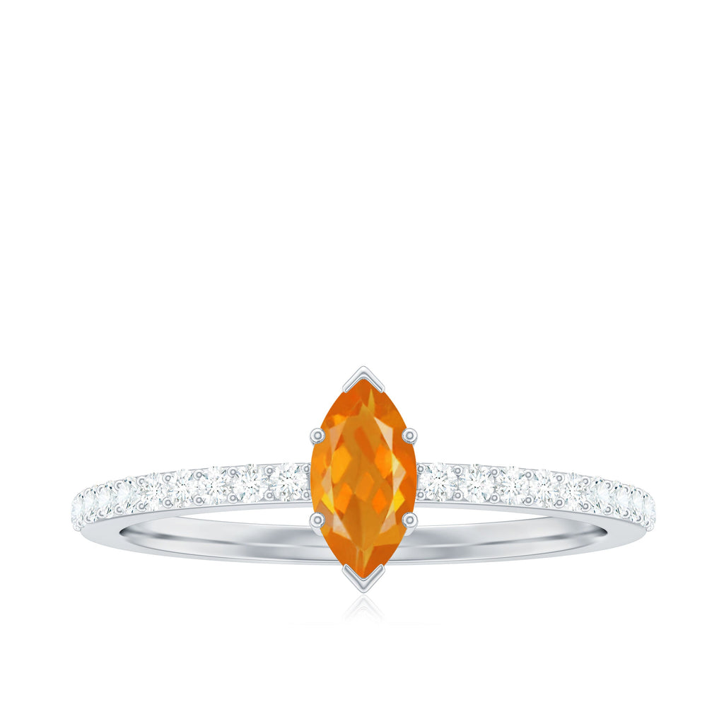 0.3 Carat Fire Opal Marquise Engagement Ring with Diamond
