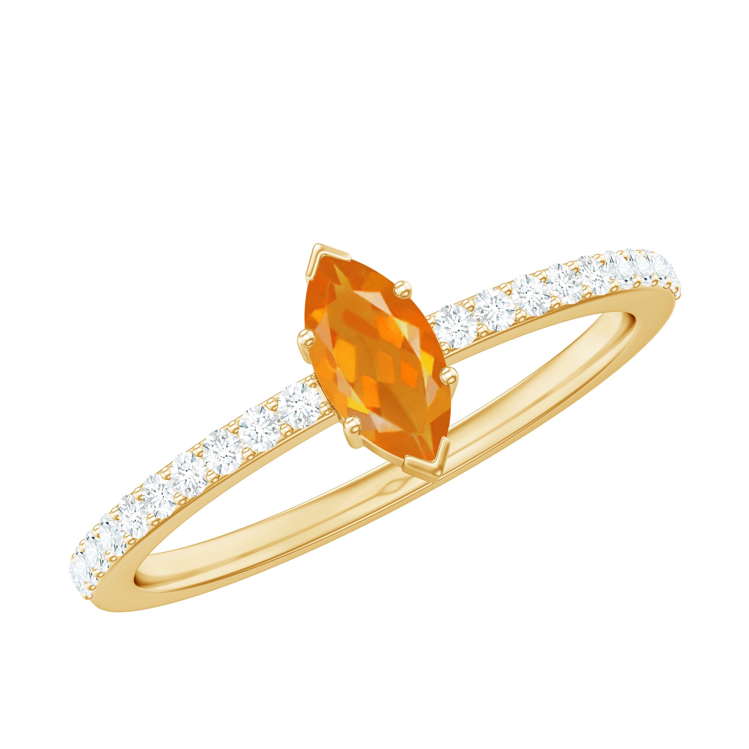 0.3 Carat Fire Opal Marquise Engagement Ring with Diamond | Rings | Wiccan Center