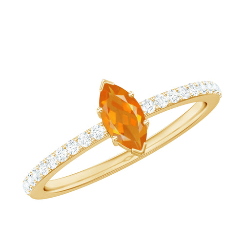 0.3 Carat Fire Opal Marquise Engagement Ring with Diamond | Rings | Wiccan Center