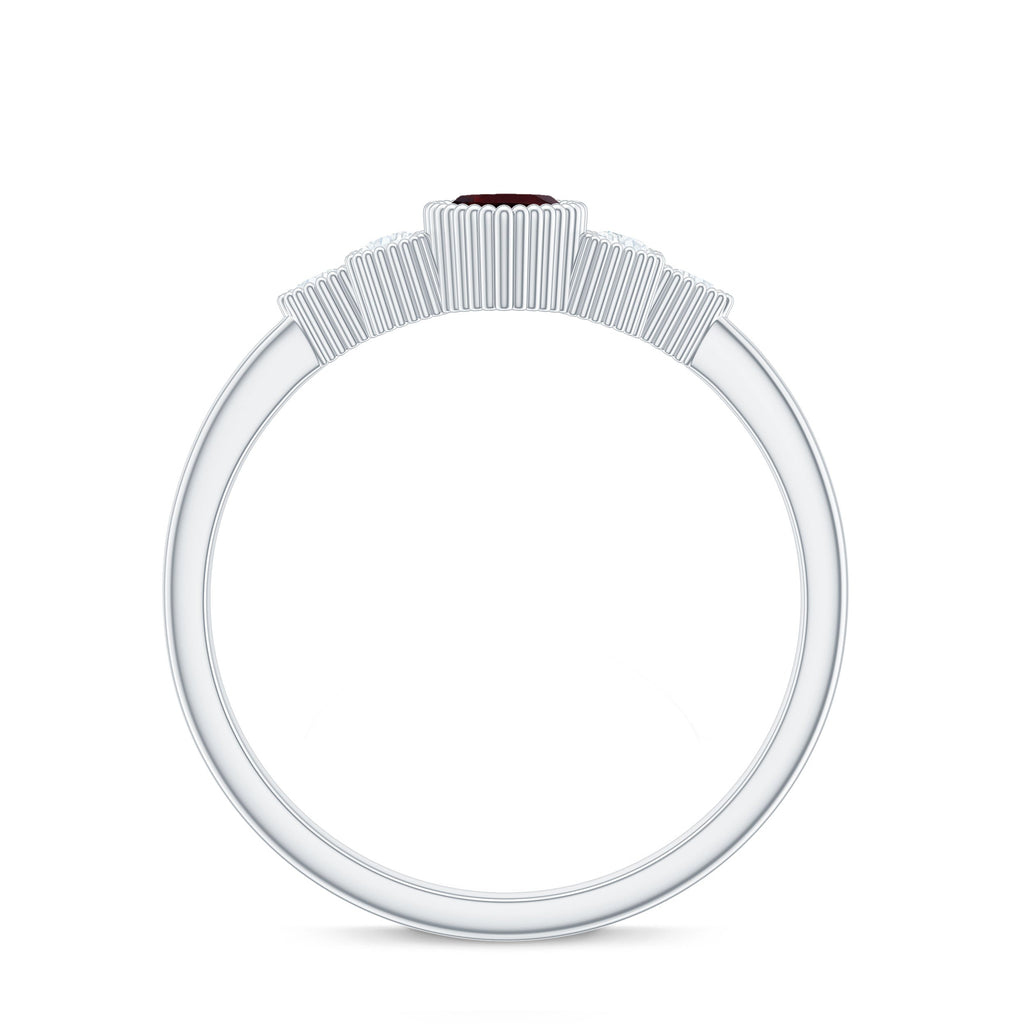 Natural 0.7 Carat Garnet Marquise Engagement Ring with Diamond
