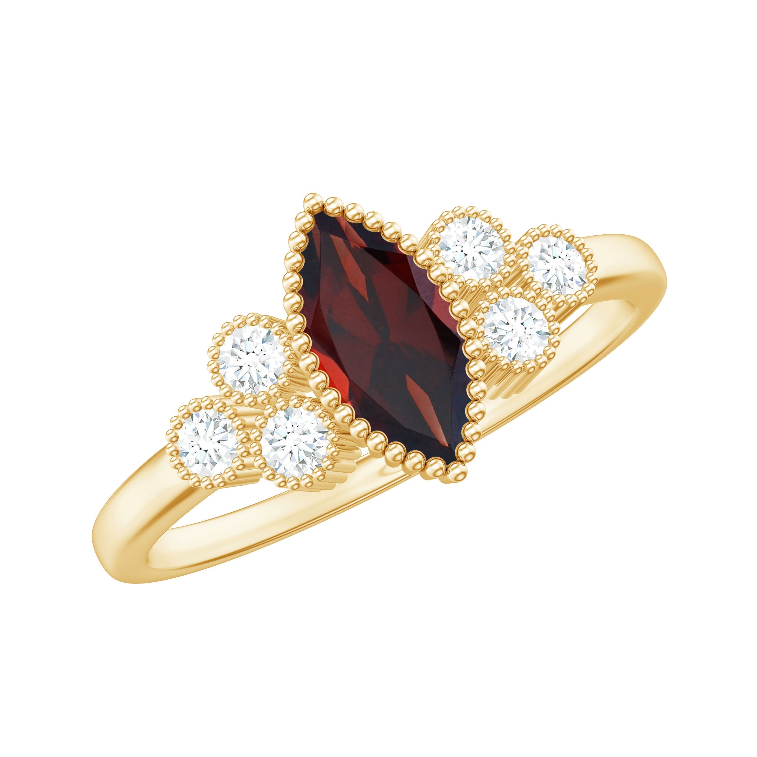 Natural 0.7 Carat Garnet Marquise Engagement Ring with Diamond | Rings | Wiccan Center