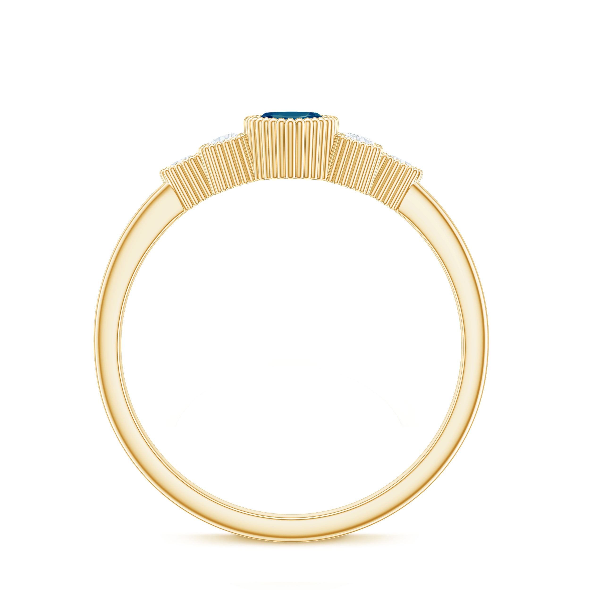 London Blue Topaz Marquise Engagement Ring with Diamond Trio