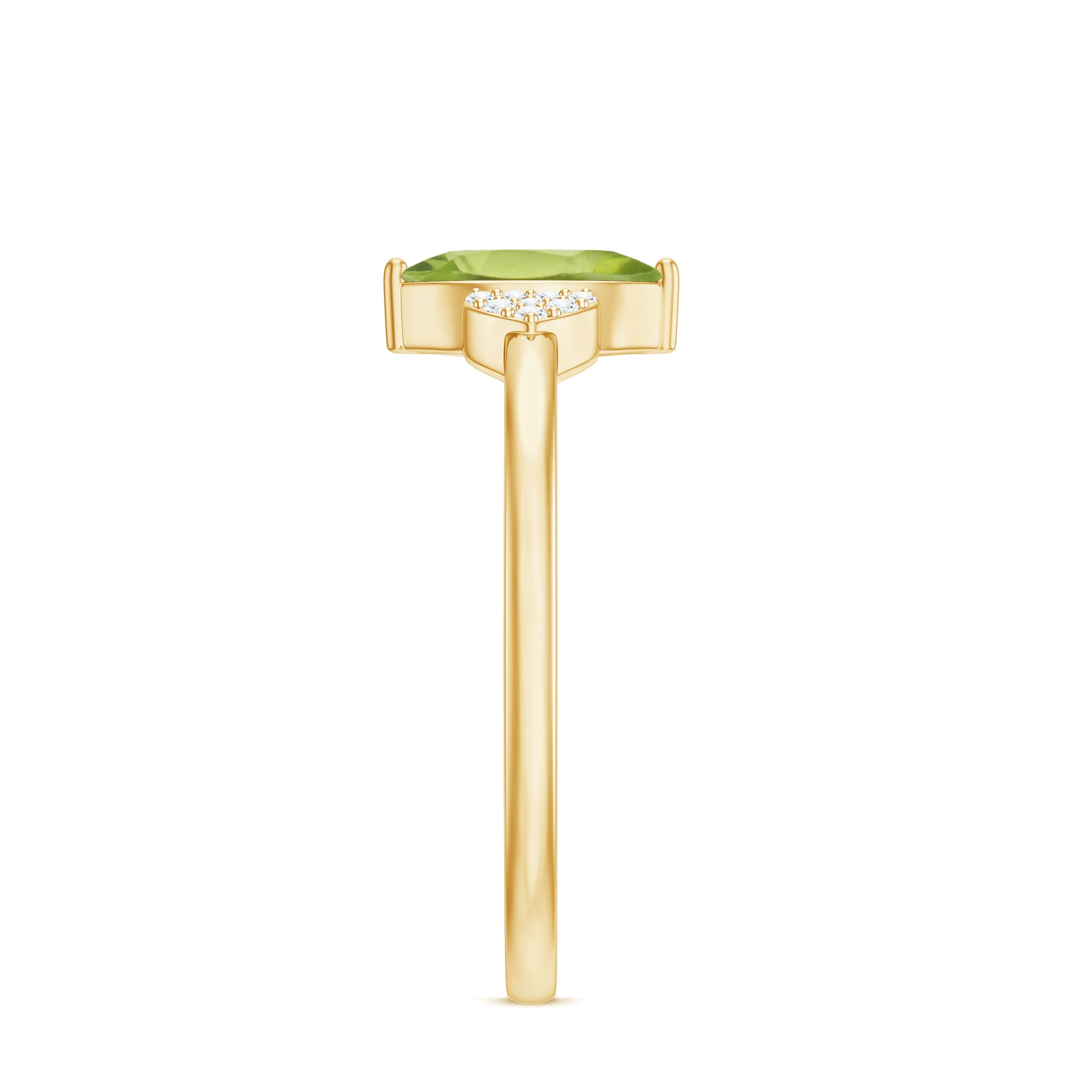 Natural 0.7 Carat Marquise Peridot Promise Ring with Diamond