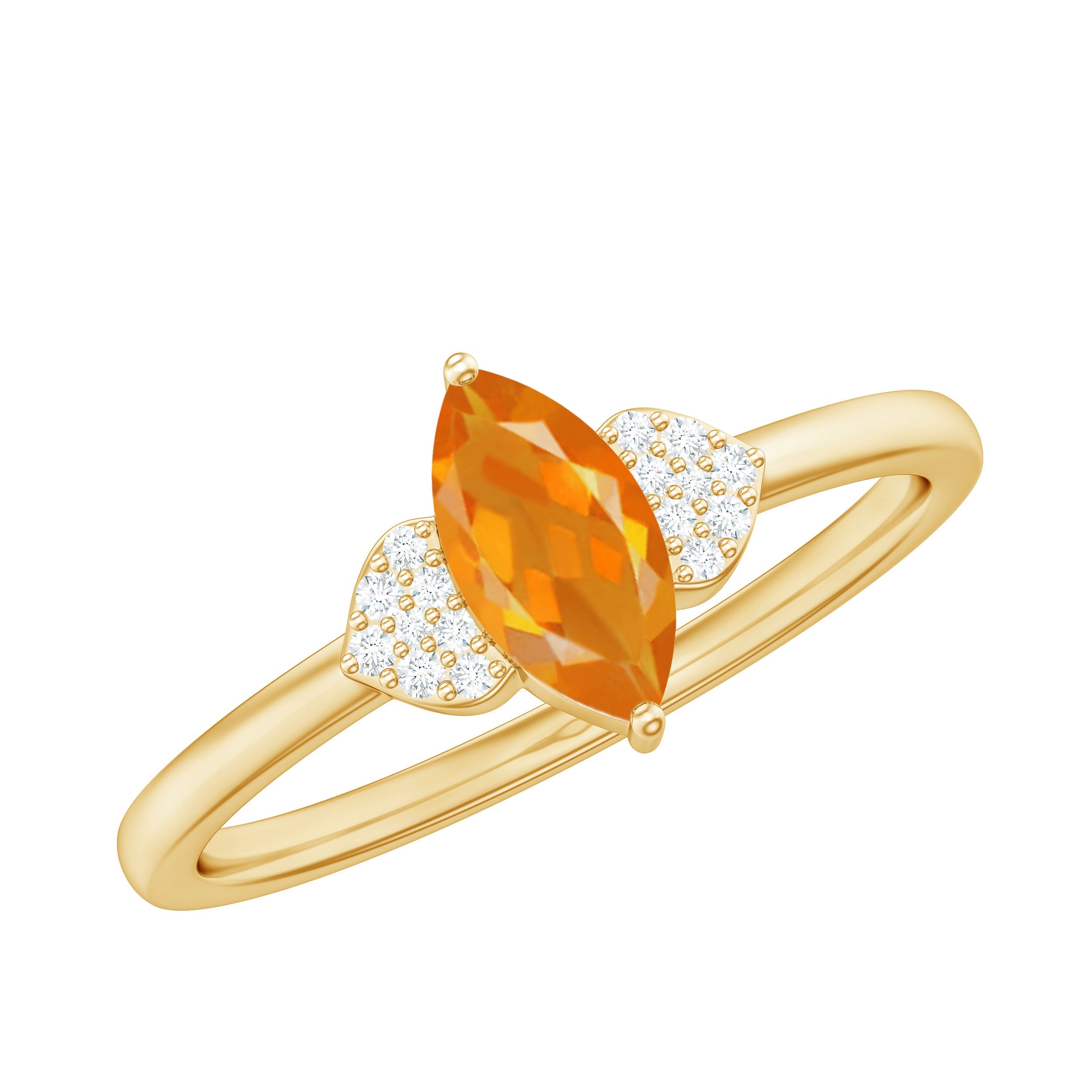 Marquise Solitaire Fire Opal Engagement Ring with Diamond | Rings | Wiccan Center