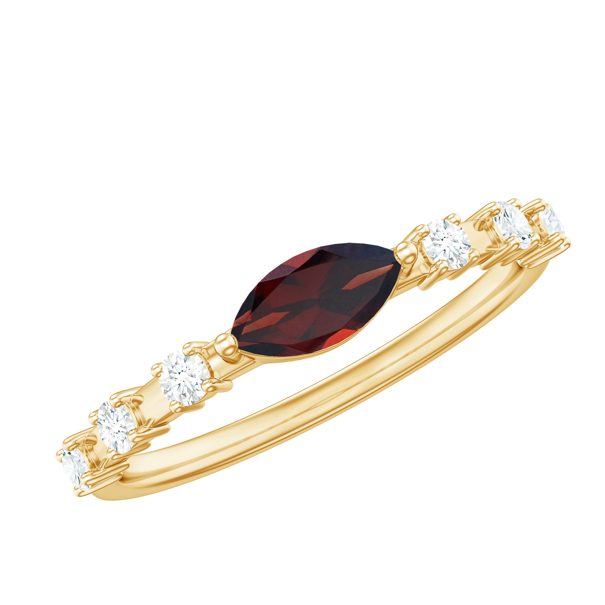 Natural Marquise Garnet Diamond Promise Ring in East West Style | Rings | Wiccan Center