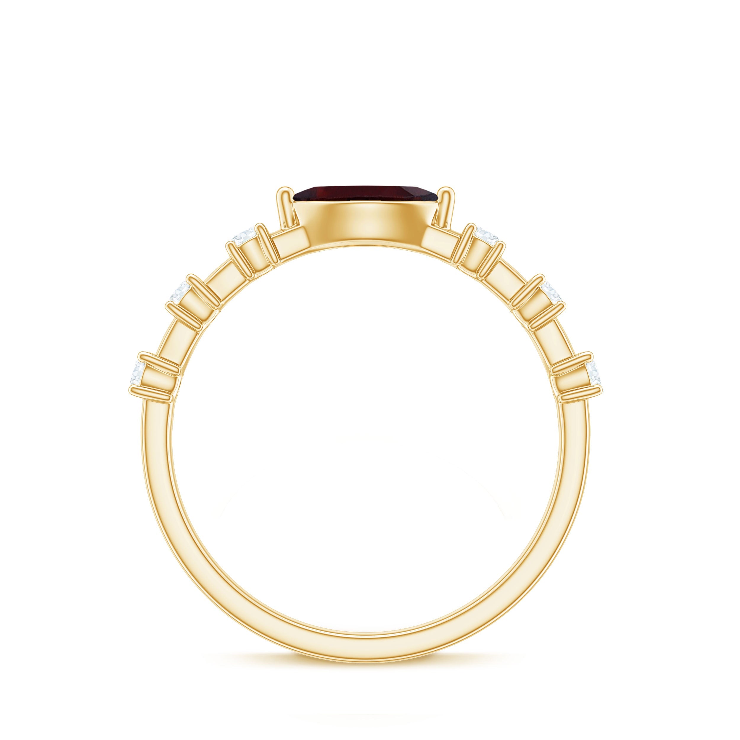 Natural Marquise Garnet Diamond Promise Ring in East West Style