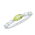 0.75 Carat Peridot East West Ring with Diamond Accent