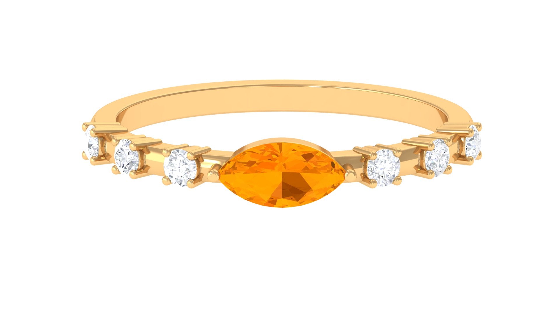East West Marquise Fire Opal and Diamond Engagement Ring | Rings | Wiccan Center