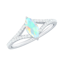 Natural Opal Marquise Engagement Ring with Diamond Split Shank | Rings | Wiccan Center