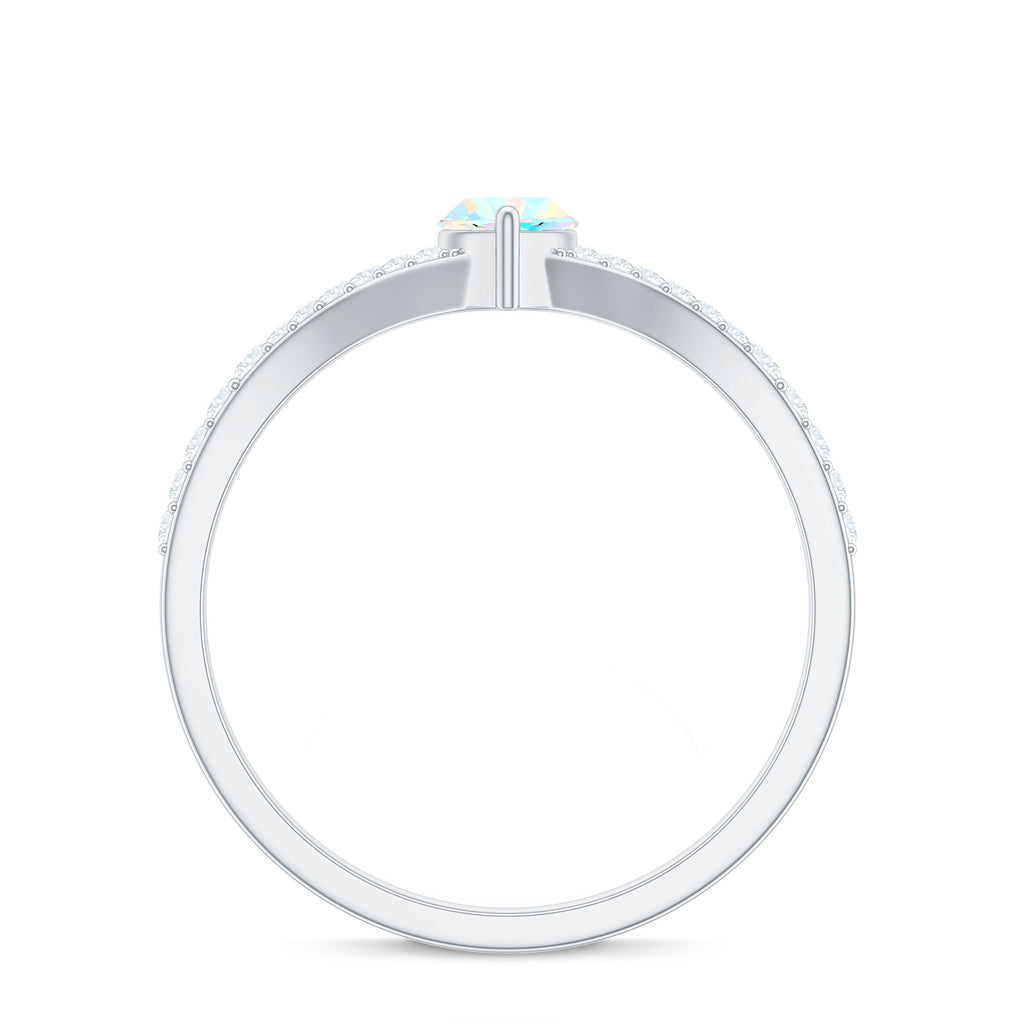 Natural Opal Marquise Engagement Ring with Diamond Split Shank