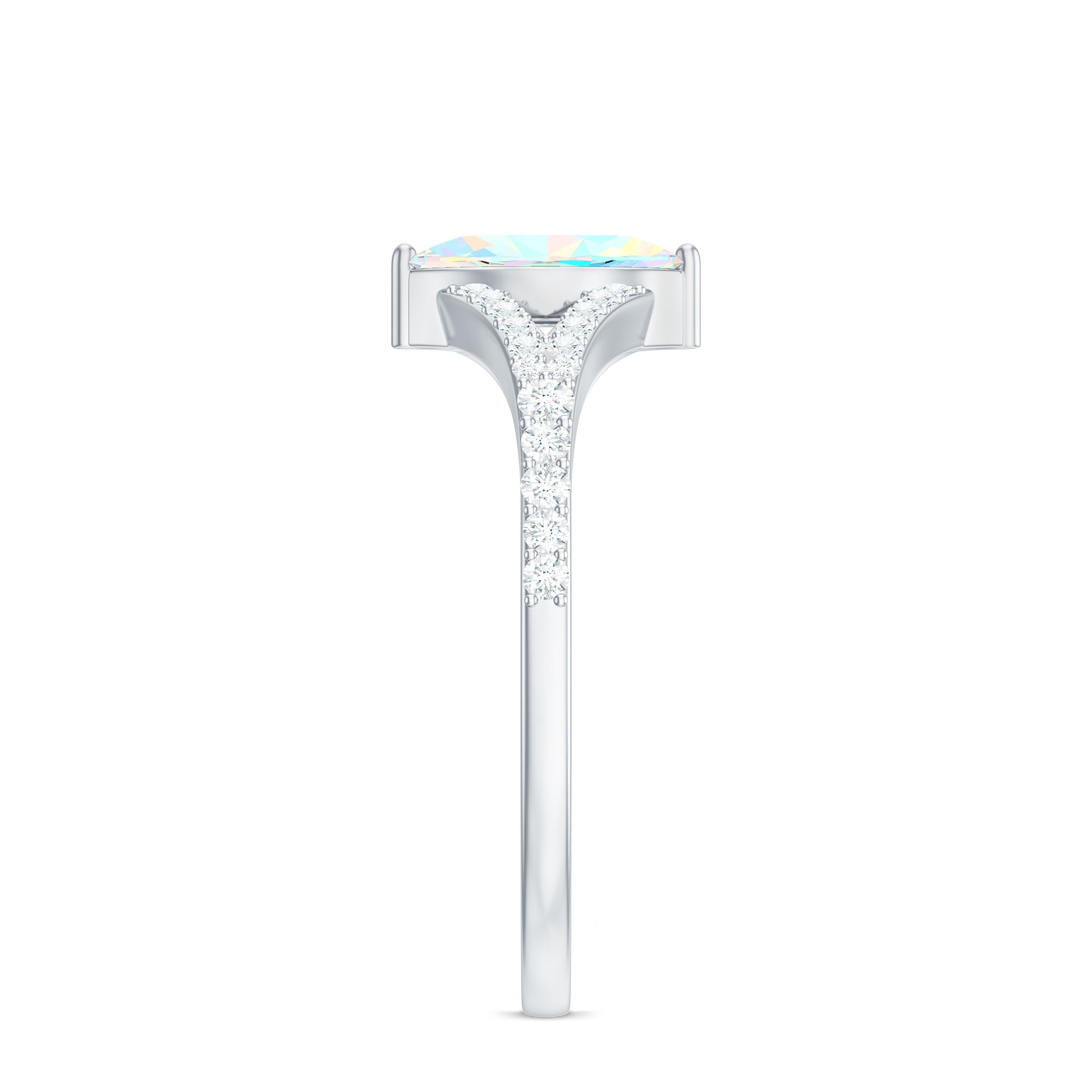 Natural Opal Marquise Engagement Ring with Diamond Split Shank