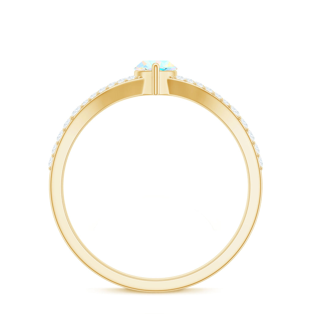 Natural Opal Marquise Engagement Ring with Diamond Split Shank