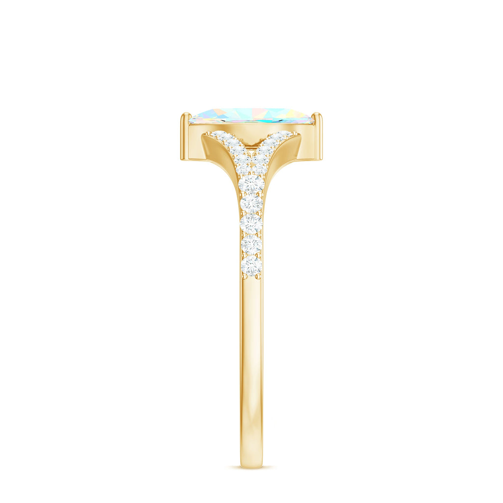 Natural Opal Marquise Engagement Ring with Diamond Split Shank