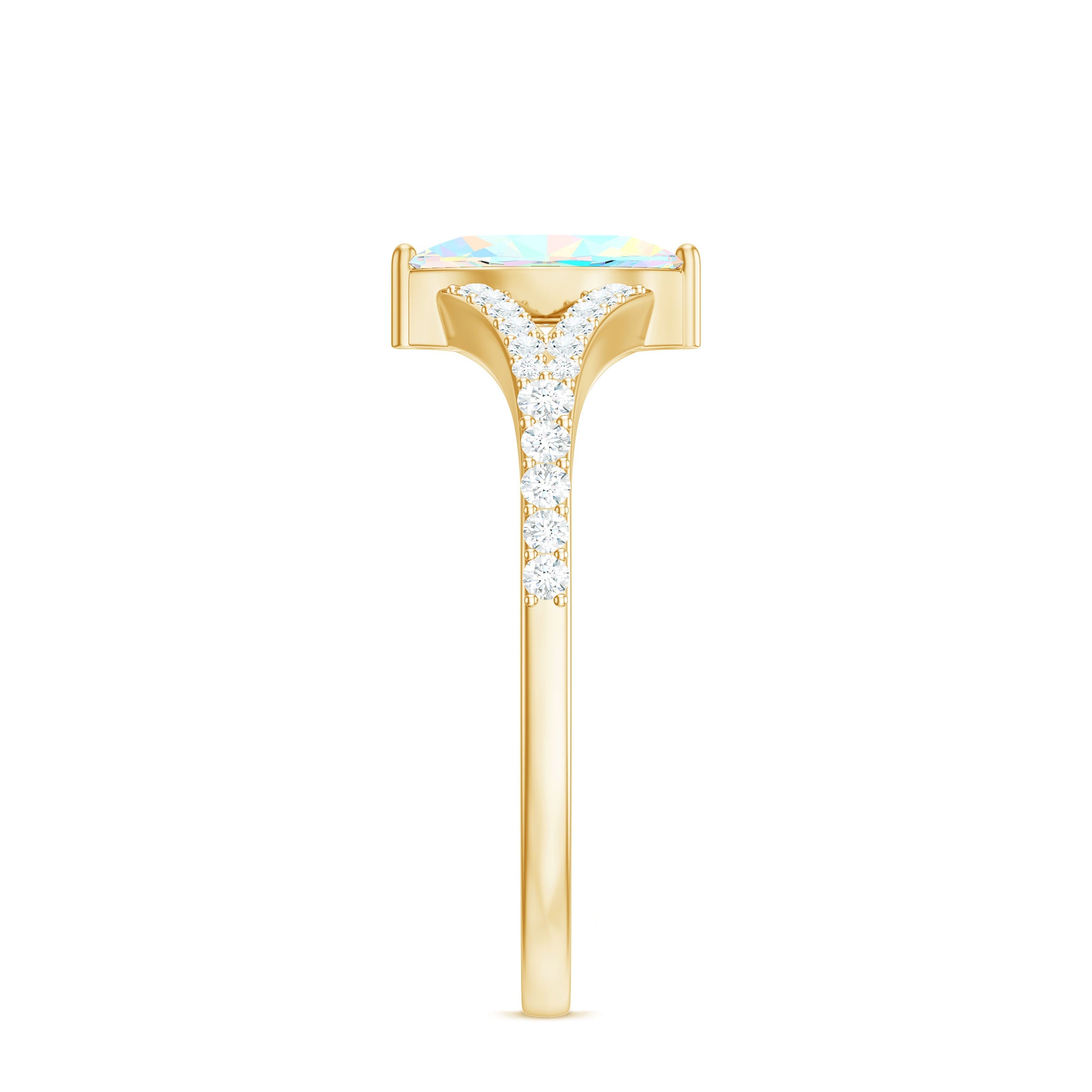 Natural Opal Marquise Engagement Ring with Diamond Split Shank