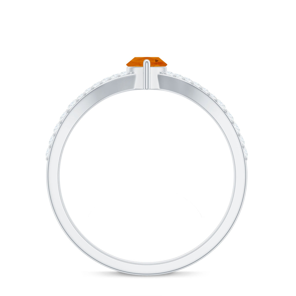 Marquise Fire Opal Split Shank Engagement Ring with Diamond