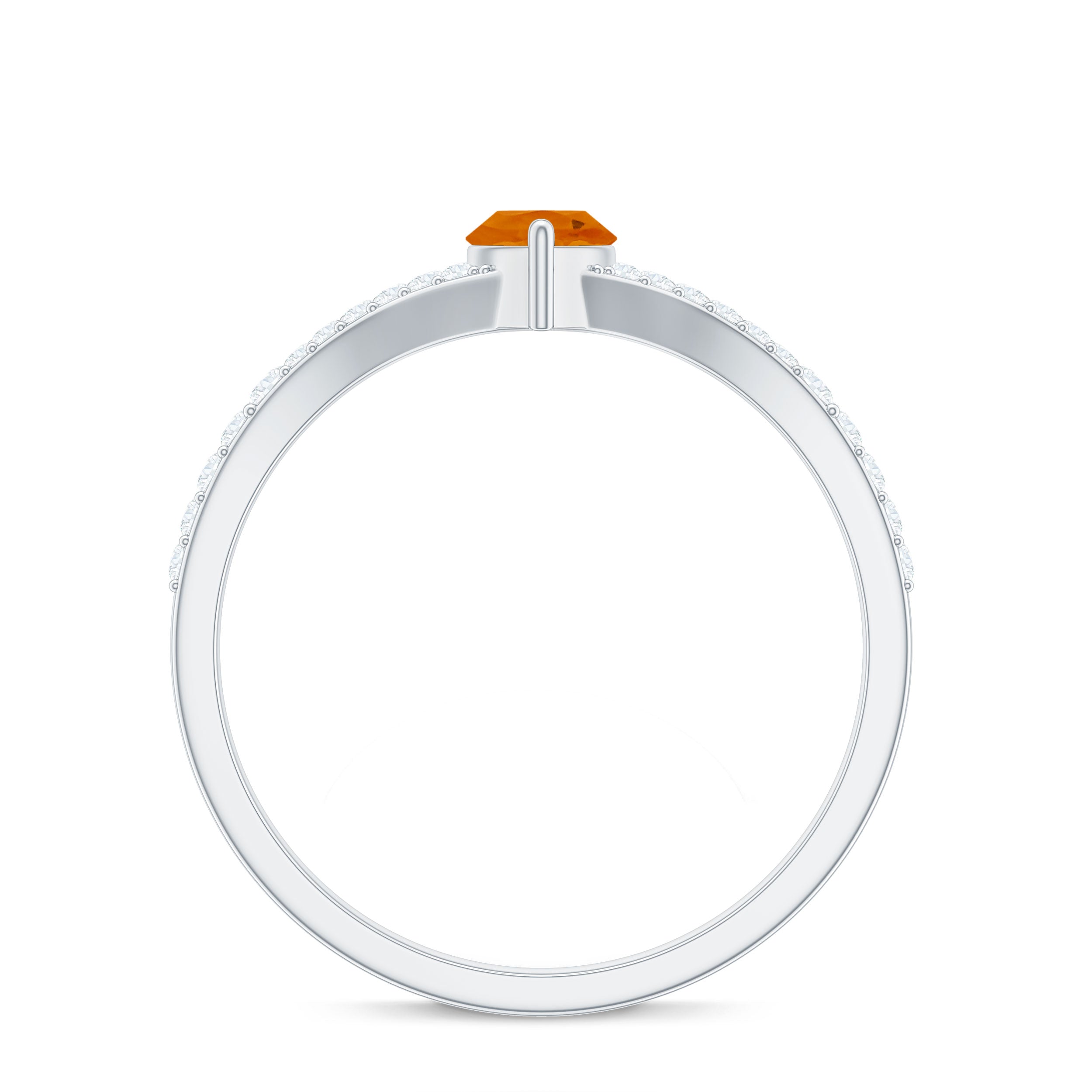 Marquise Fire Opal Split Shank Engagement Ring with Diamond