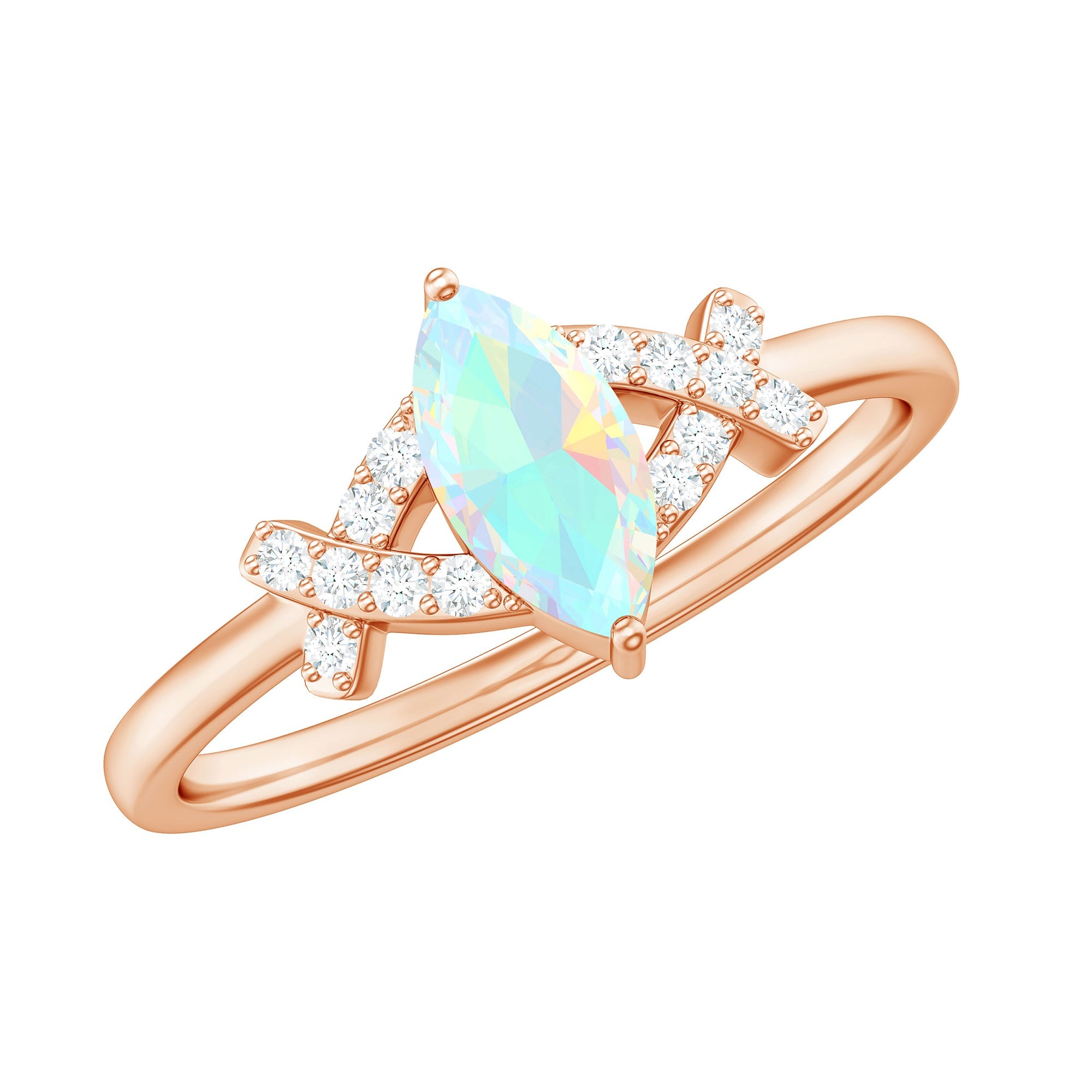 Natural Marquise Opal Diamond Engagement Ring with Certificate | Rings | Wiccan Center
