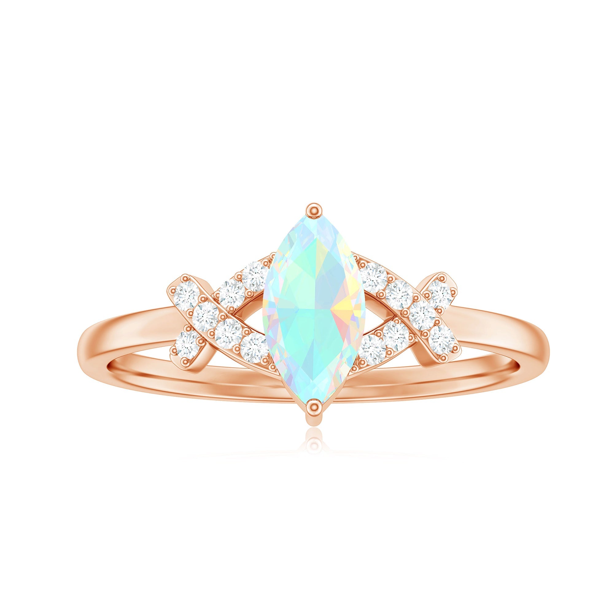 Natural Marquise Opal Diamond Engagement Ring with Certificate