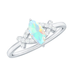 Natural Marquise Opal Diamond Engagement Ring with Certificate | Rings | Wiccan Center