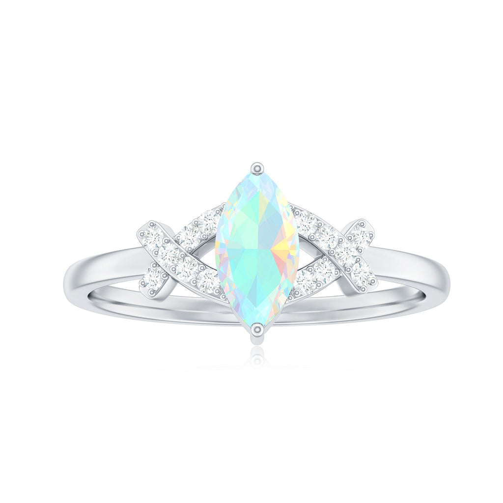 Natural Marquise Opal Diamond Engagement Ring with Certificate