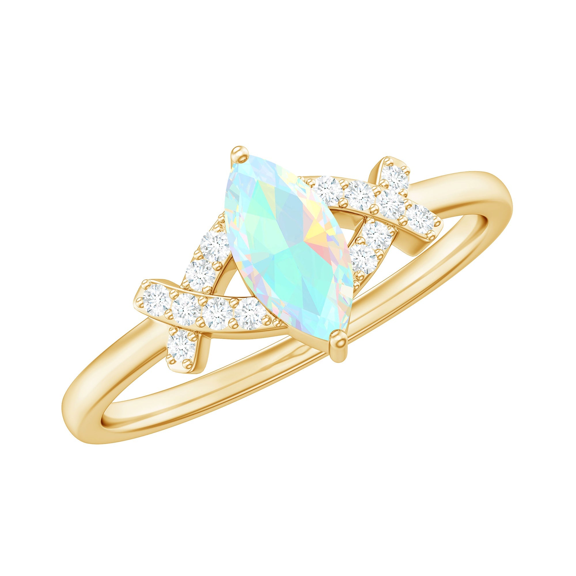 Natural Marquise Opal Diamond Engagement Ring with Certificate | Rings | Wiccan Center