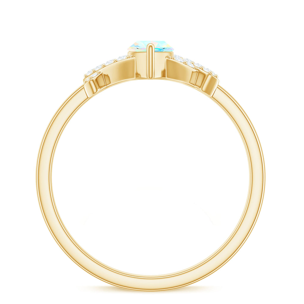 Natural Marquise Opal Diamond Engagement Ring with Certificate