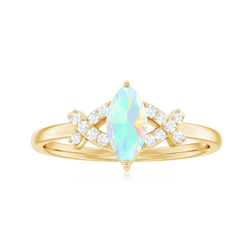 Natural Marquise Opal Diamond Engagement Ring with Certificate