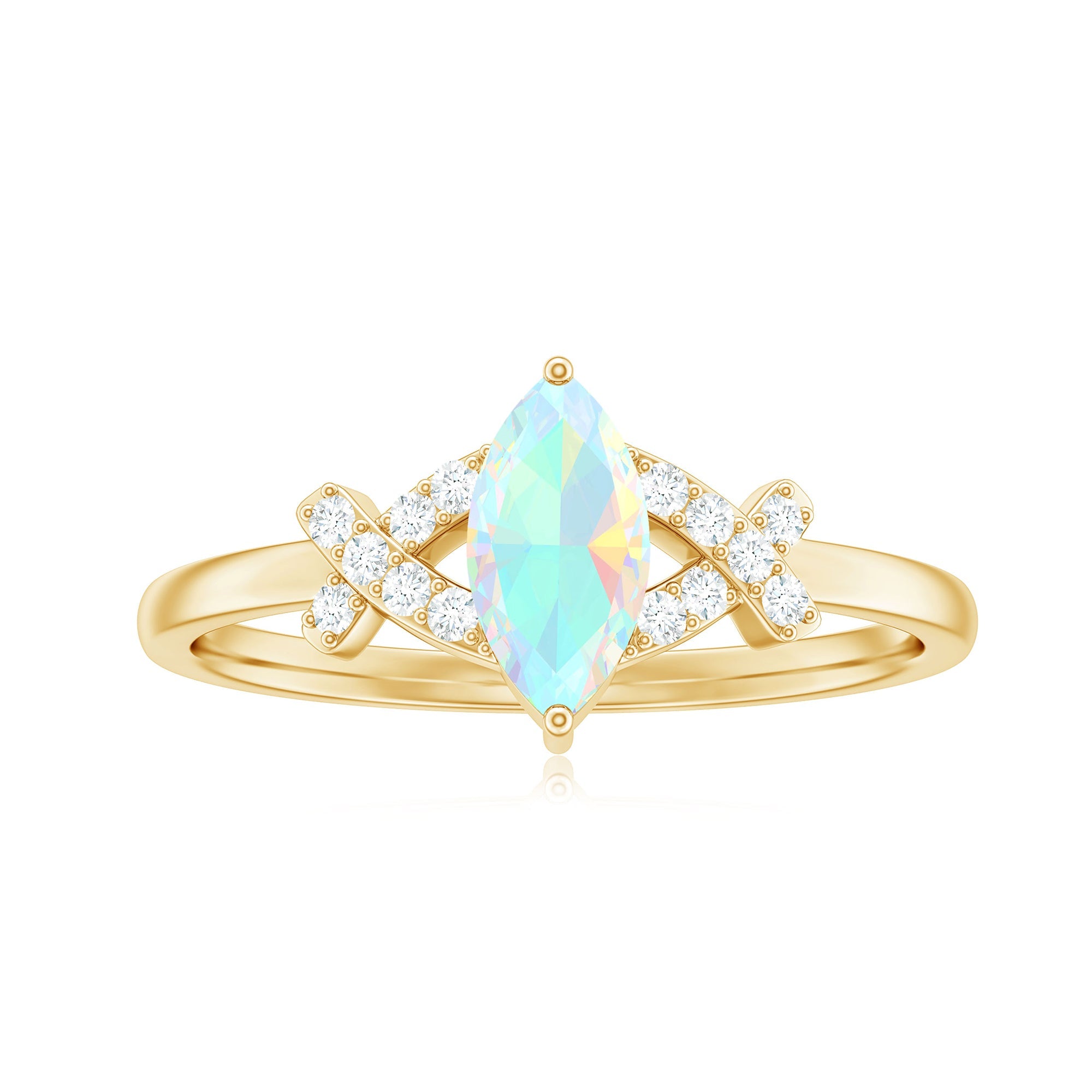 Natural Marquise Opal Diamond Engagement Ring with Certificate