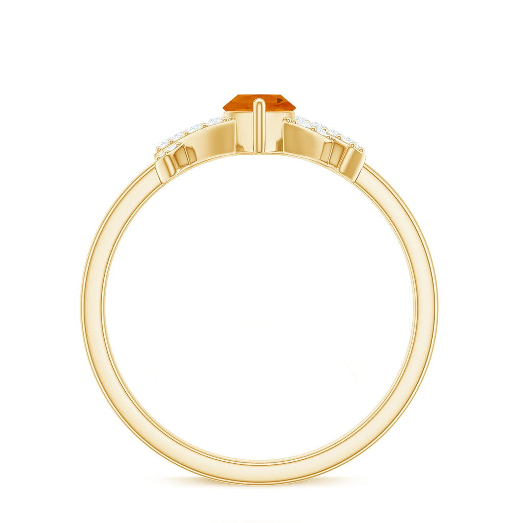 0.3 Carat Fire Opal Marquise Solitaire Ring with Diamond