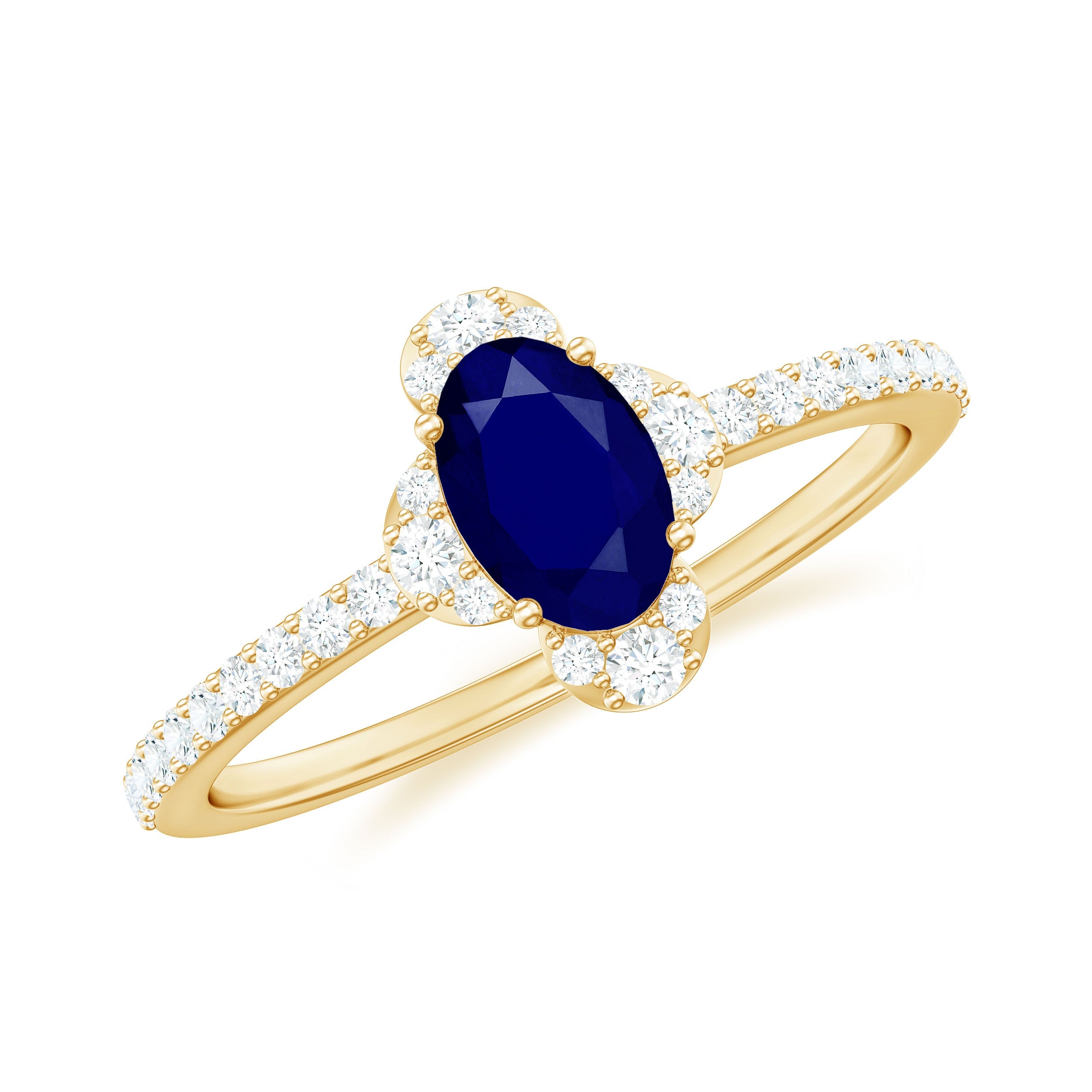 Natural 0.6 Carat Blue Sapphire Oval Engagement Ring with Diamond | Rings | Wiccan Center