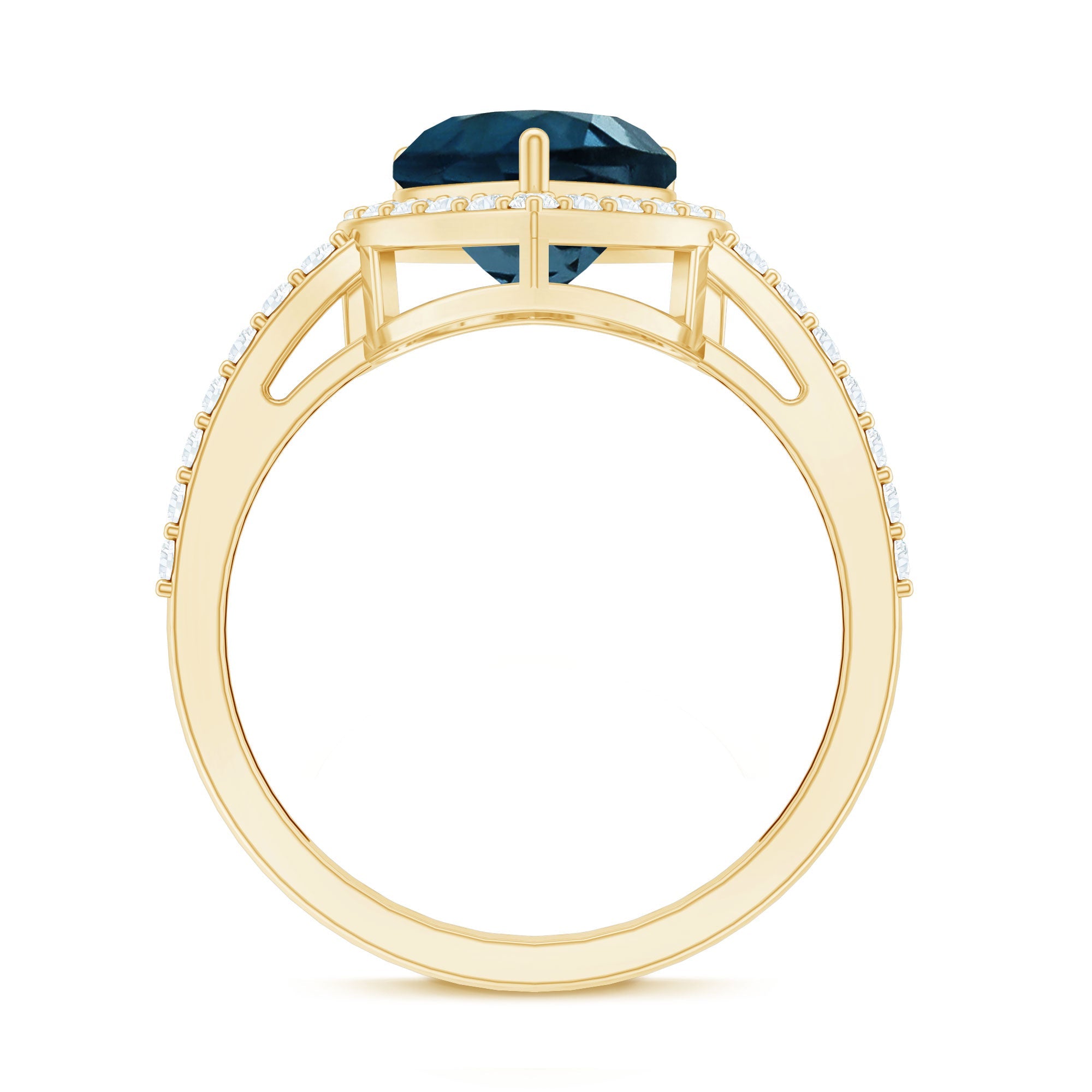 London Blue Topaz Heart Promise Ring with Diamond Halo