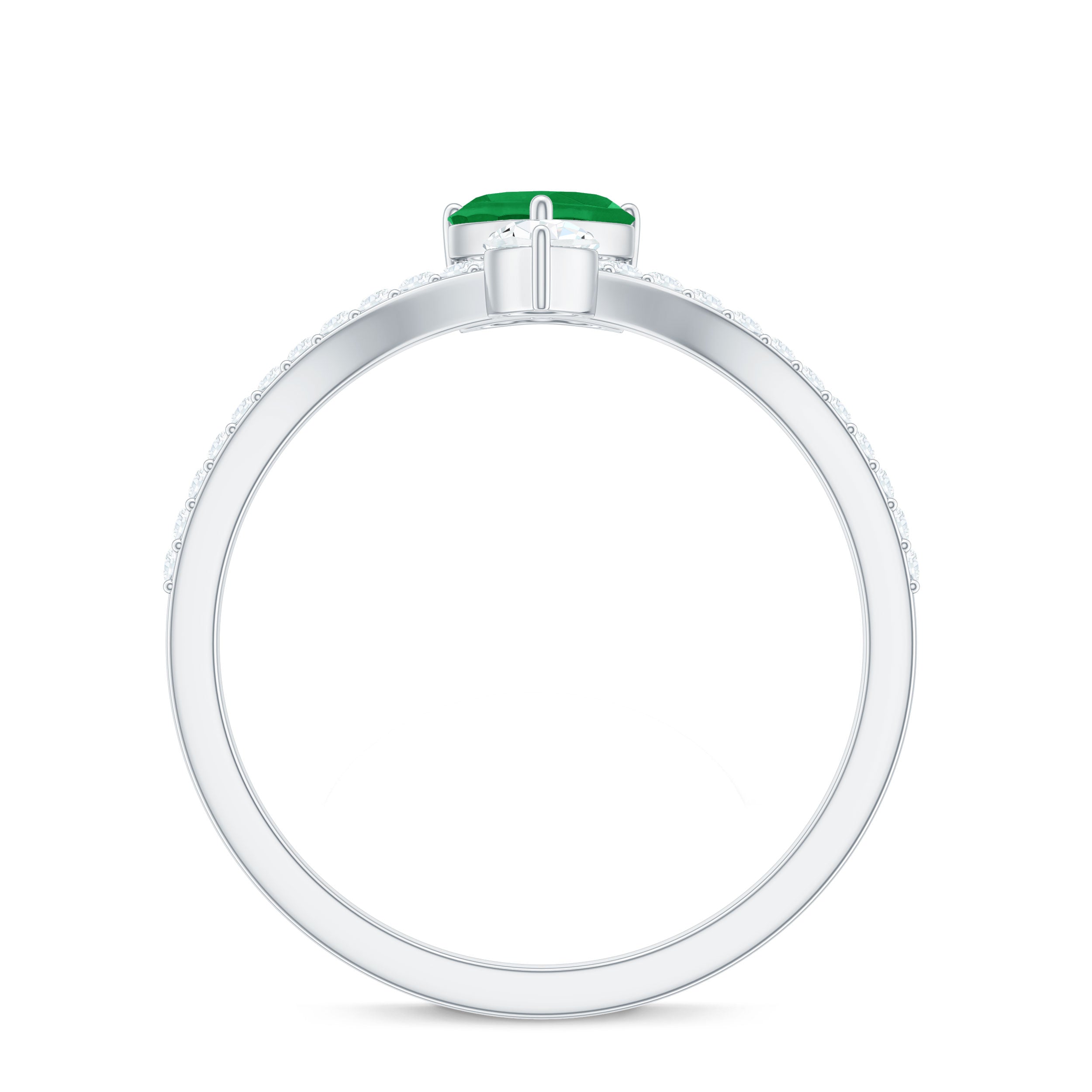 Designer Emerald Heart Engagement Ring with Diamond