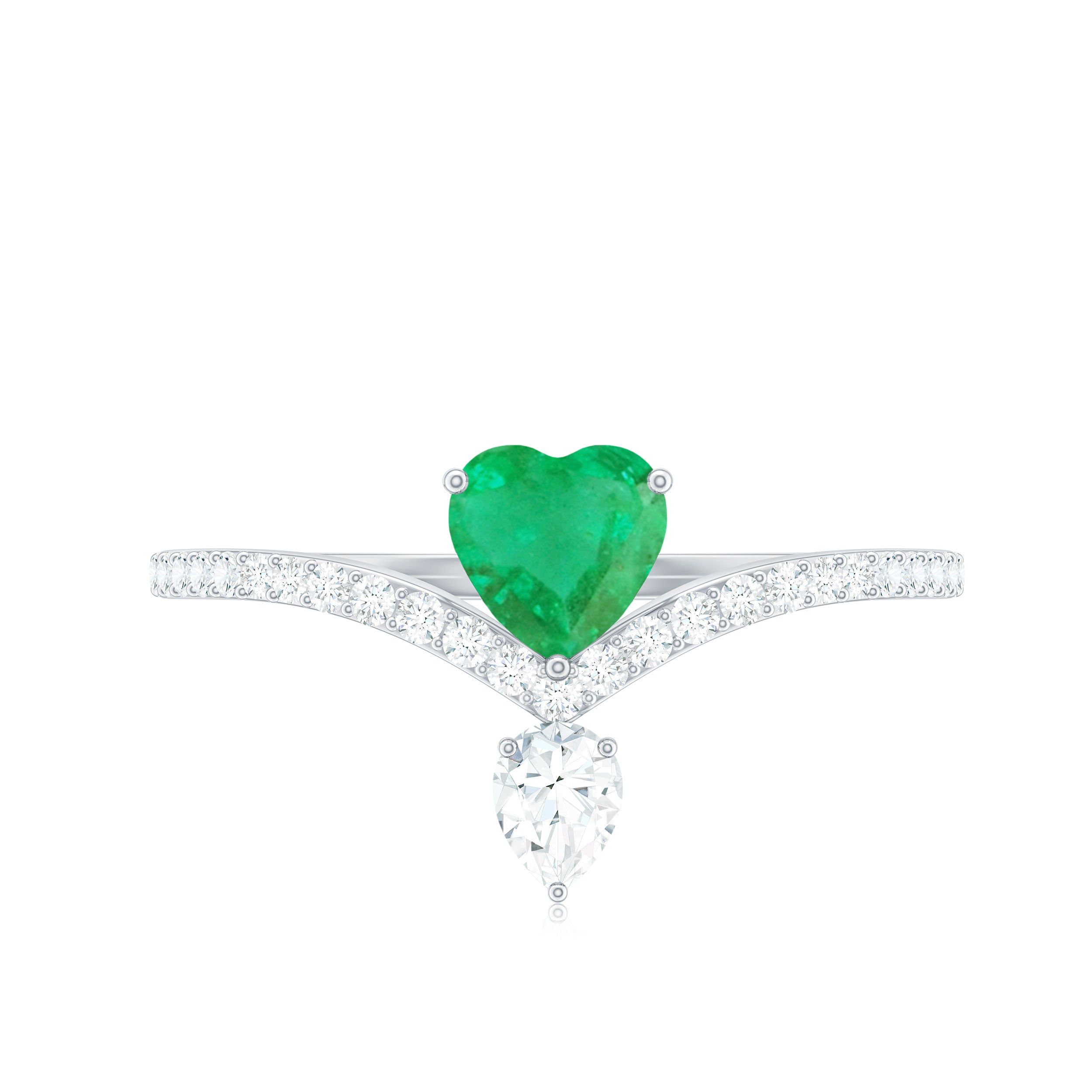 Designer Emerald Heart Engagement Ring with Diamond