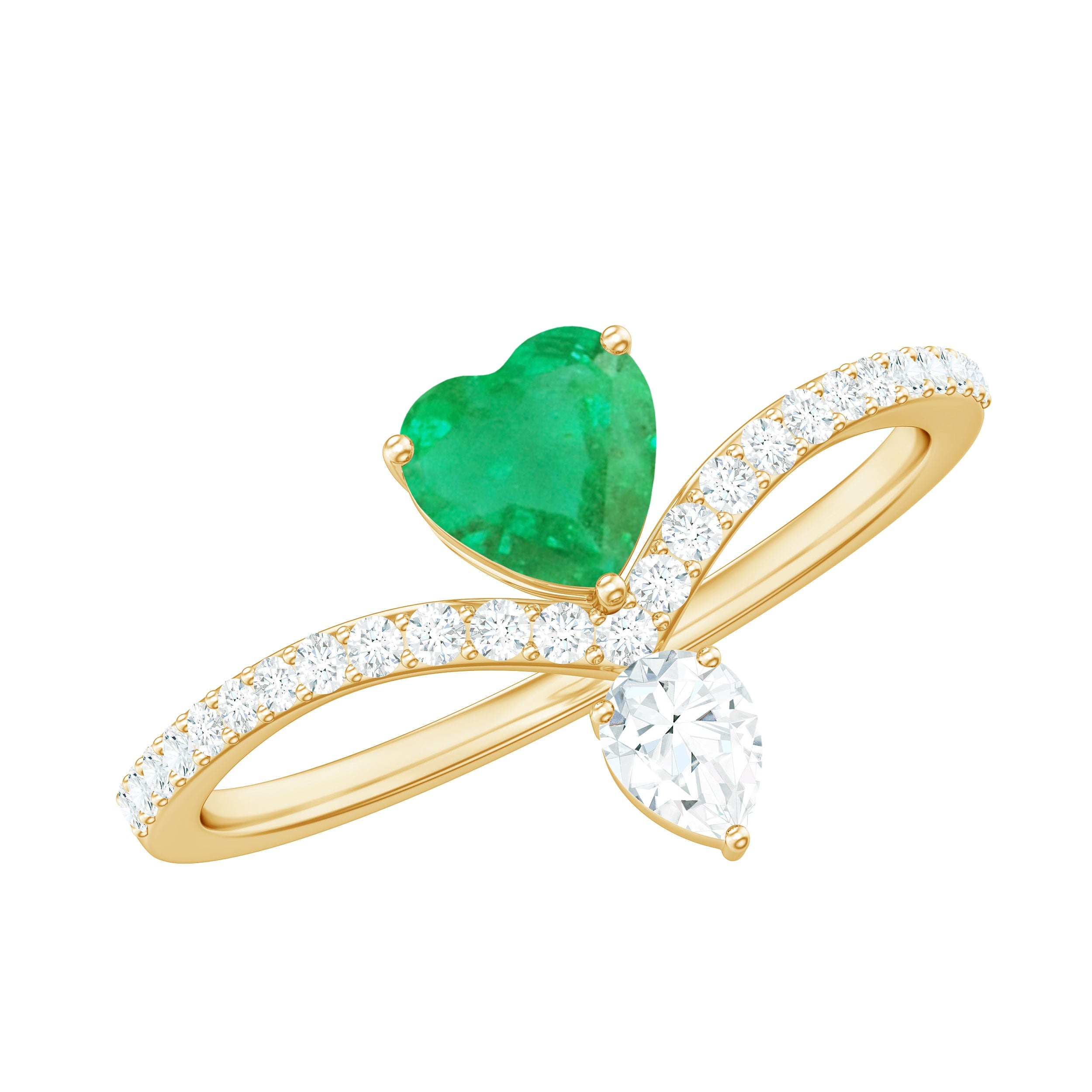 Designer Emerald Heart Engagement Ring with Diamond | Rings | Wiccan Center
