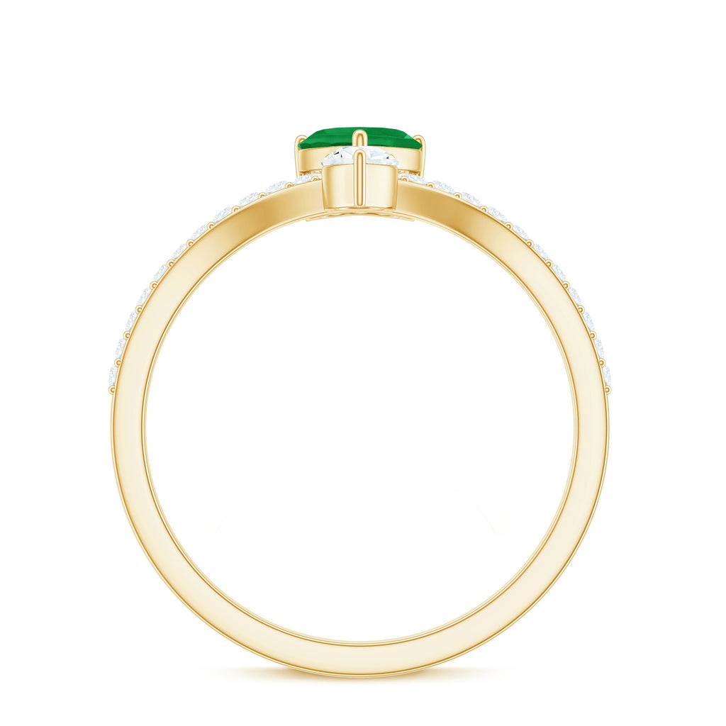 Designer Emerald Heart Engagement Ring with Diamond