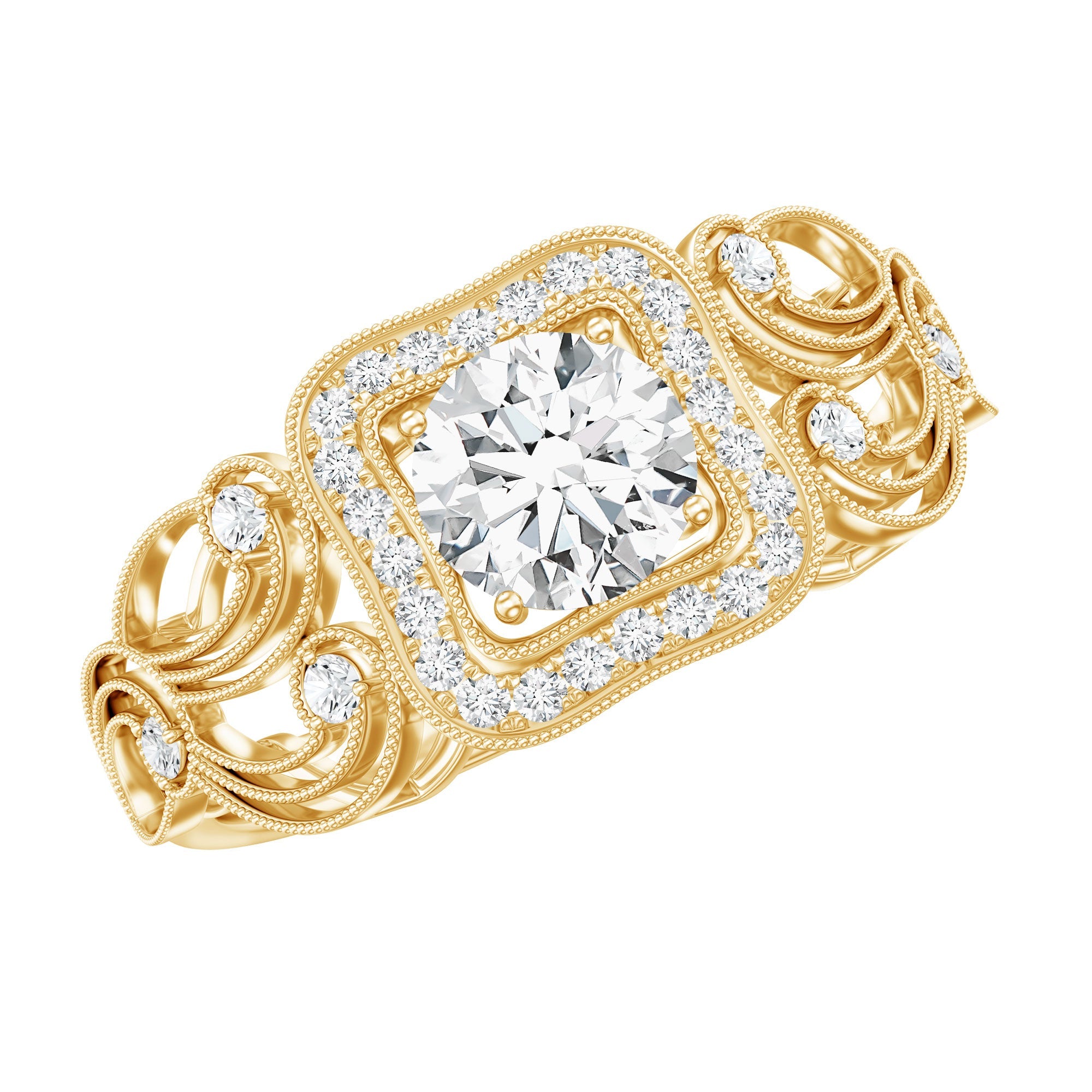 Certified Moissanite Art Deco Engagement Ring for Women | Rings | Wiccan Center