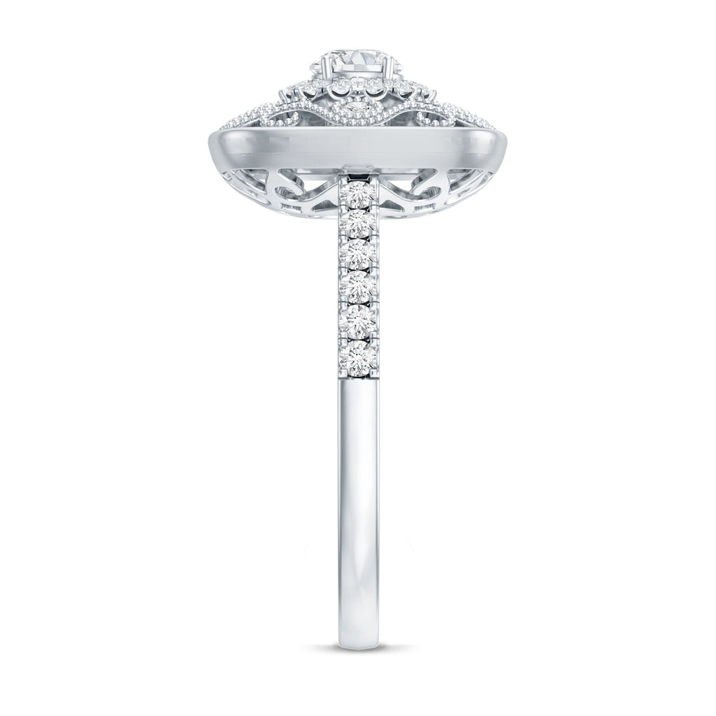 Moissanite Statement Engagement Ring with Milgrain Detailing