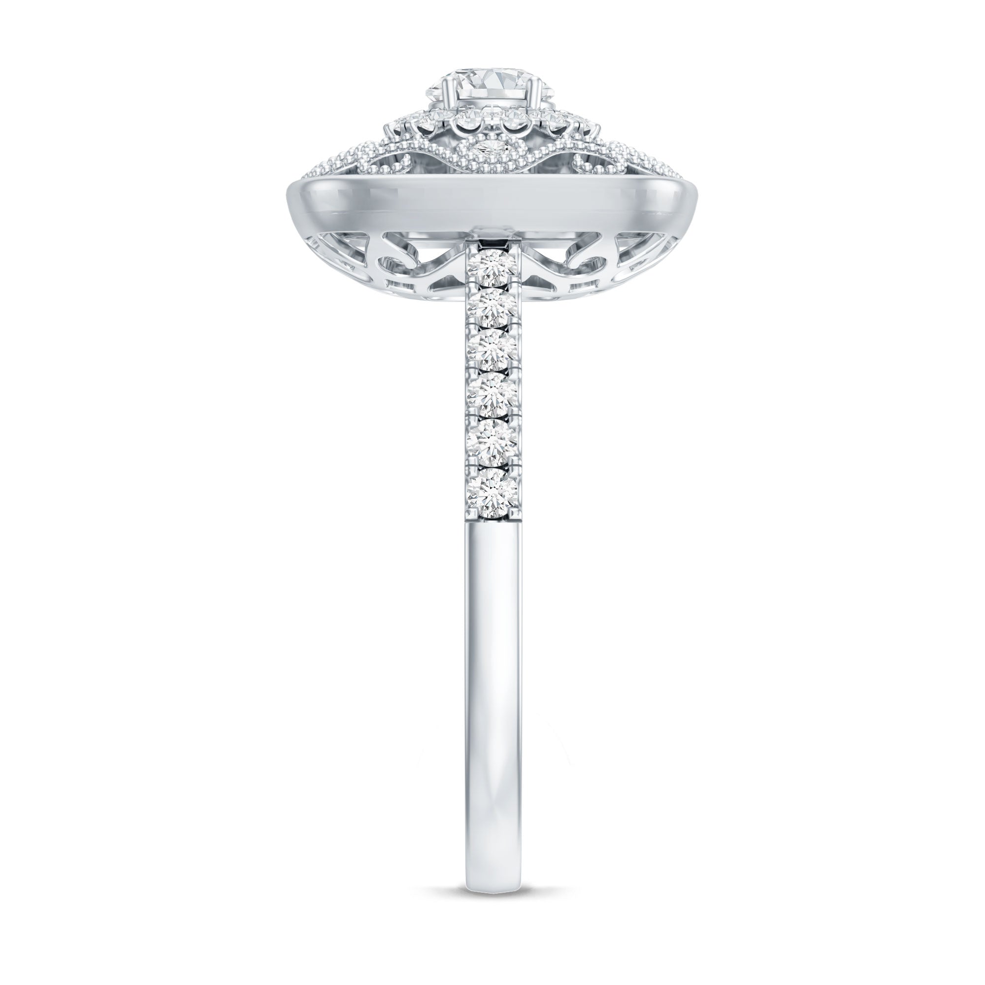 Moissanite Statement Engagement Ring with Milgrain Detailing