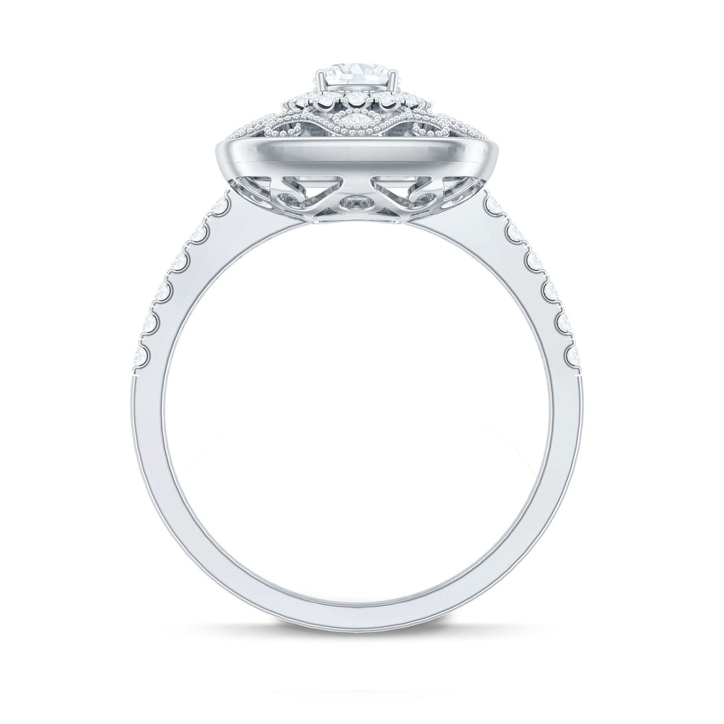 Moissanite Statement Engagement Ring with Milgrain Detailing