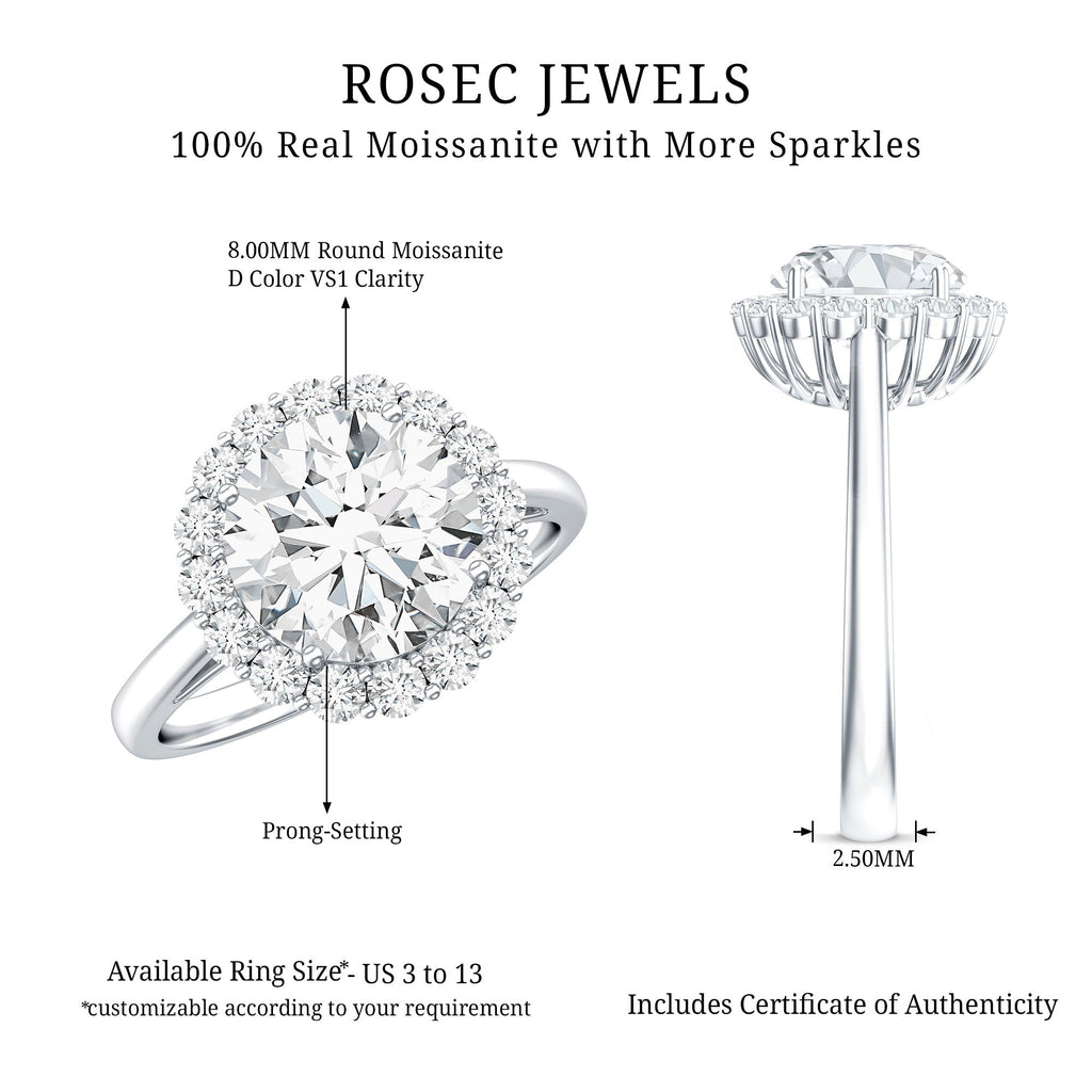 Classic Round Cut Moissanite Big Engagement Ring