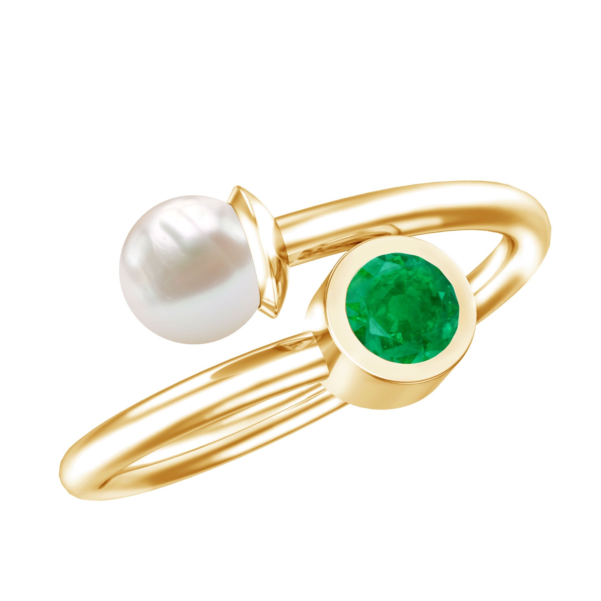Real Freshwater Pearl and Emerald Toi et Moi Promise Ring | Rings | Wiccan Center