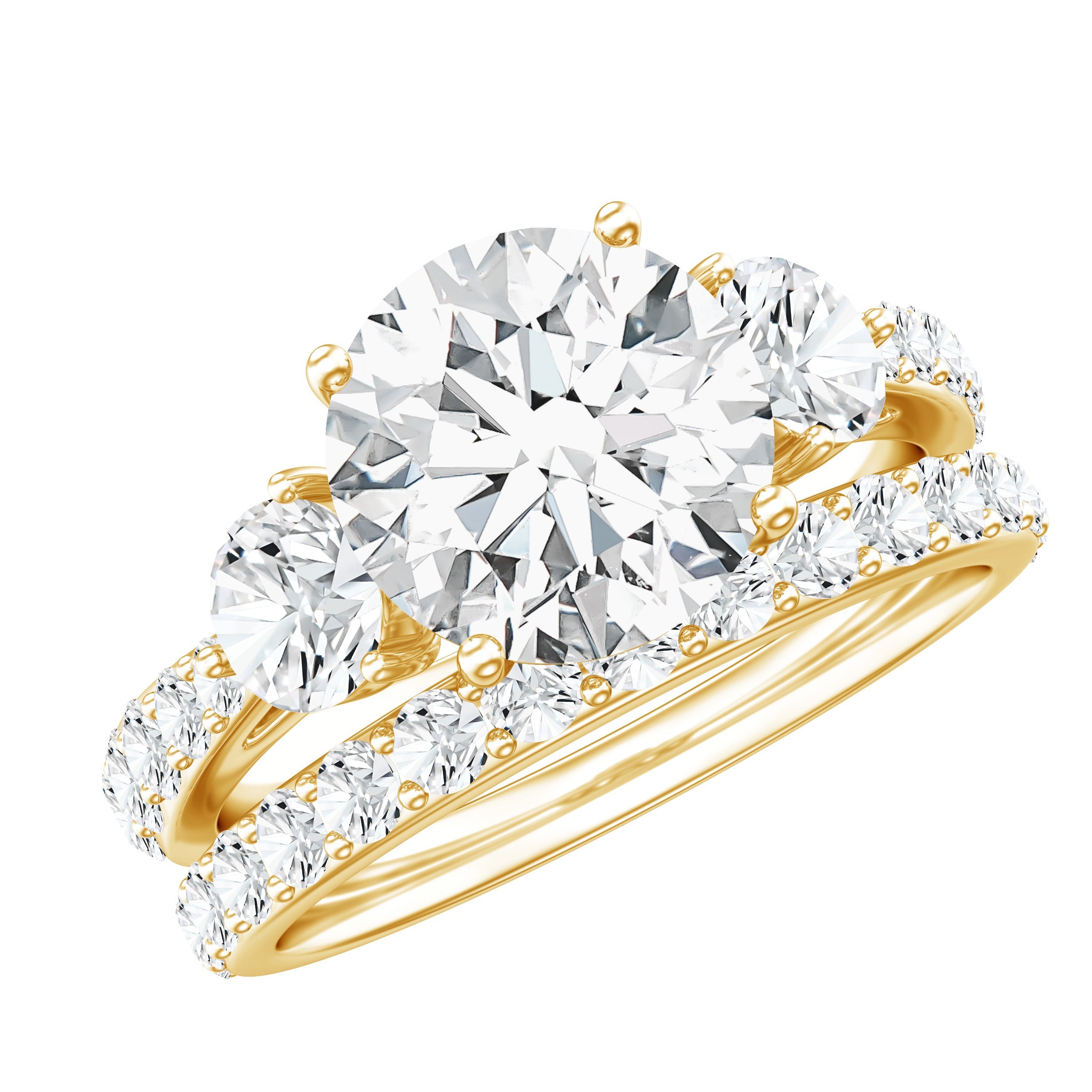 Certified 2 Carat Round Moissanite Bridal Ring Set For Wedding | Rings | Wiccan Center