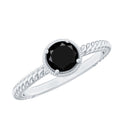 Solitaire 0.45 Carat Black Onyx Engagement Ring with Twisted Rope Design