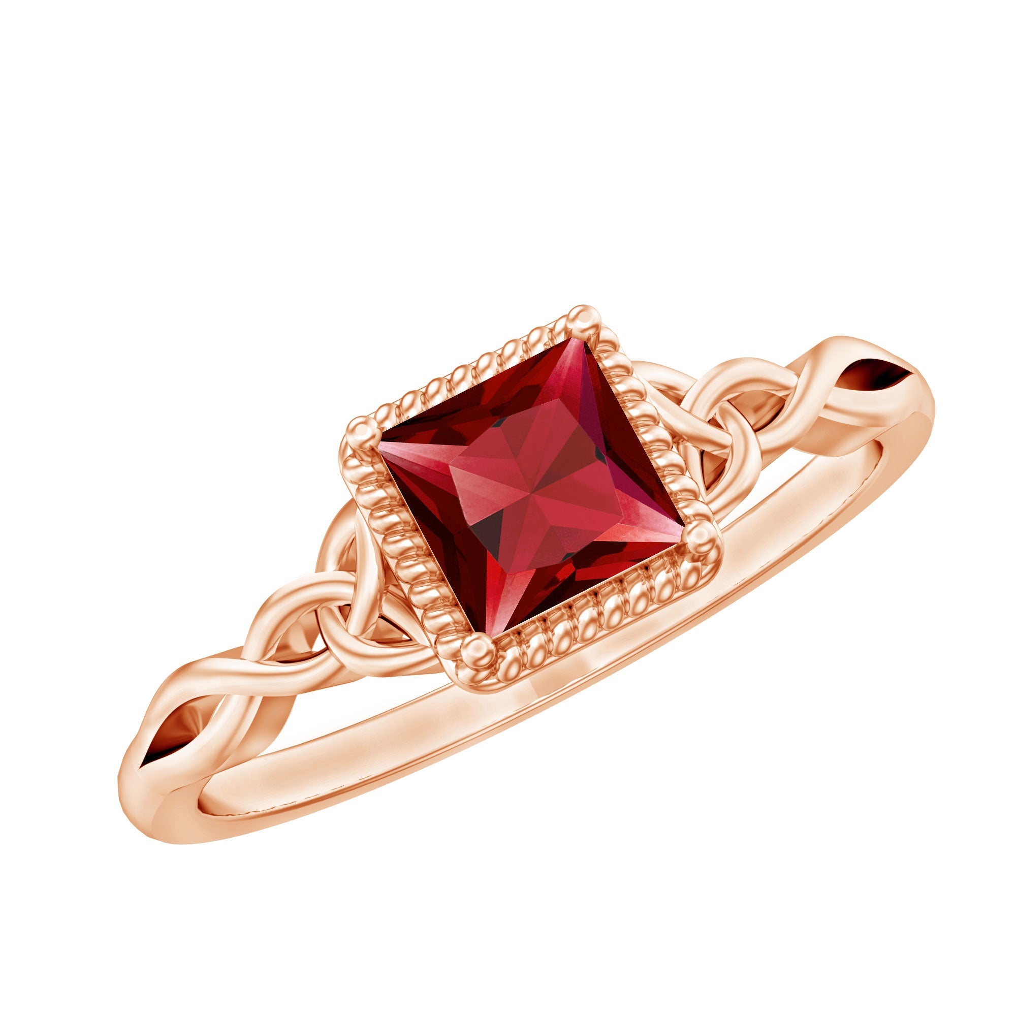 Natural 0.8 Carat Princess Cut Ruby Promise Ring with Celtic Knot | Rings | Wiccan Center