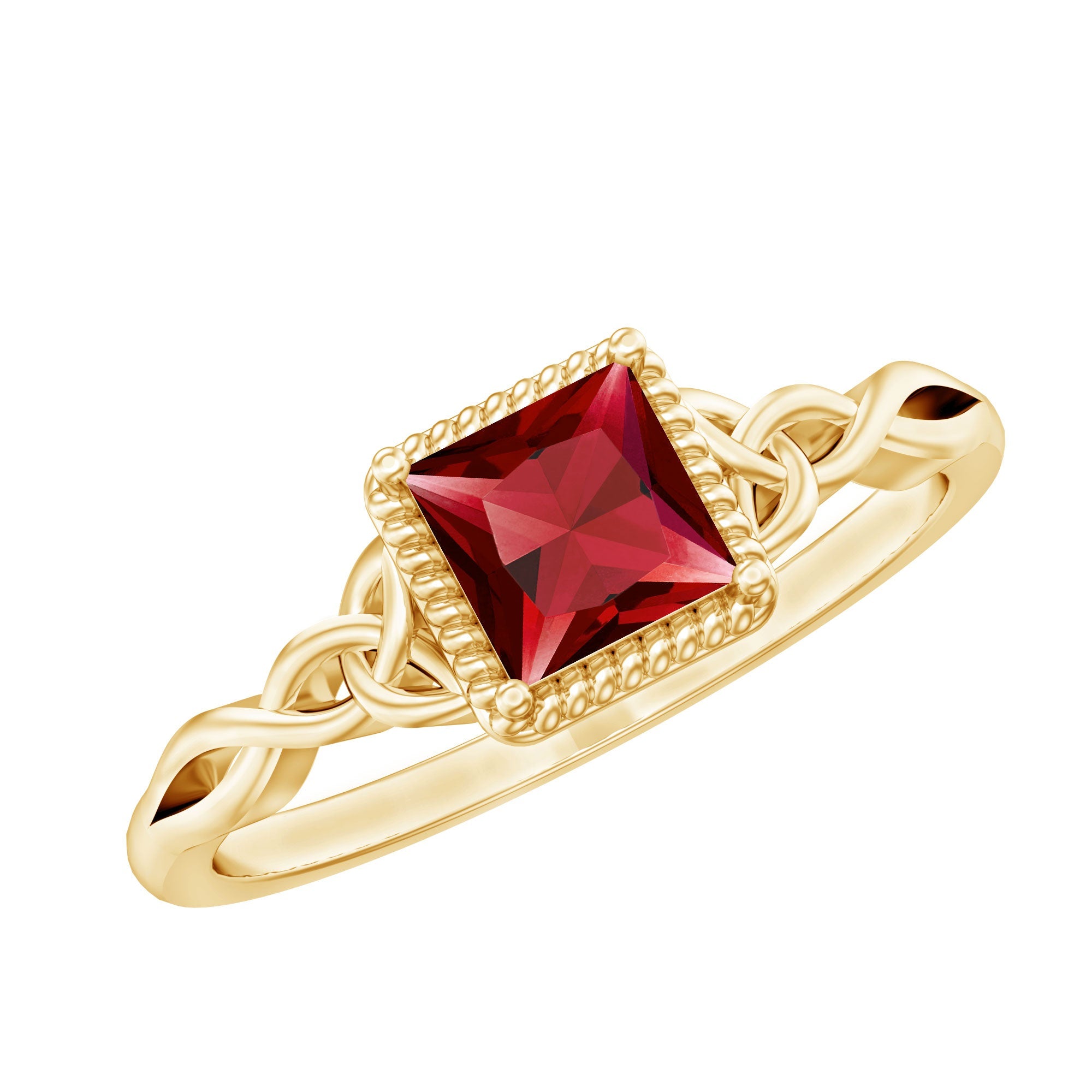 Natural 0.8 Carat Princess Cut Ruby Promise Ring with Celtic Knot | Rings | Wiccan Center