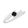 Certified Lab Grown Black and White Diamond Promise Ring with Bypass Shank