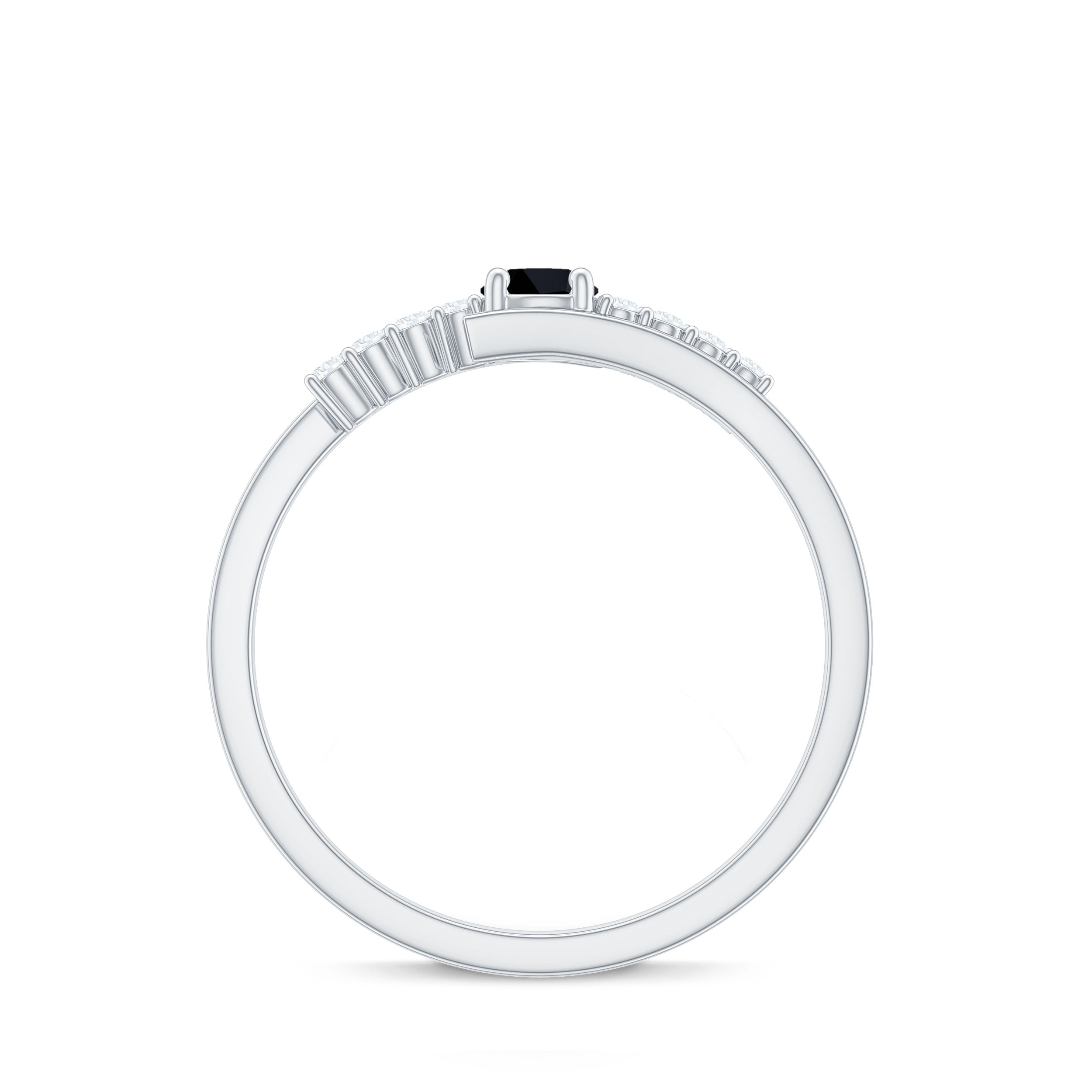 Certified Lab Grown Black and White Diamond Promise Ring with Bypass Shank
