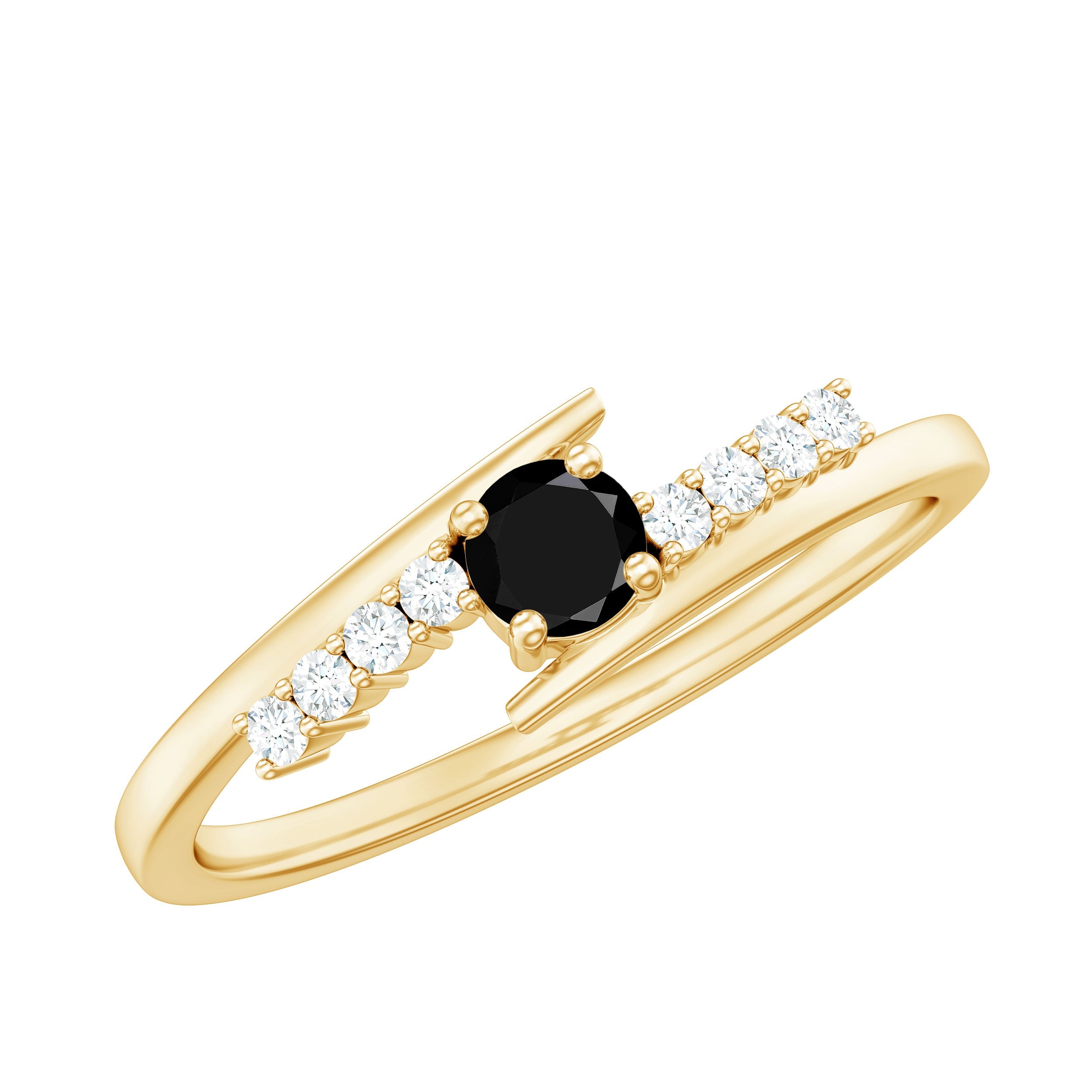 Certified Lab Grown Black and White Diamond Promise Ring with Bypass Shank | Rings | Wiccan Center